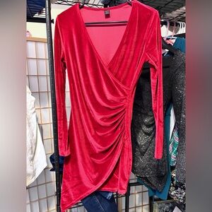SHEIN Red Velvet Dress